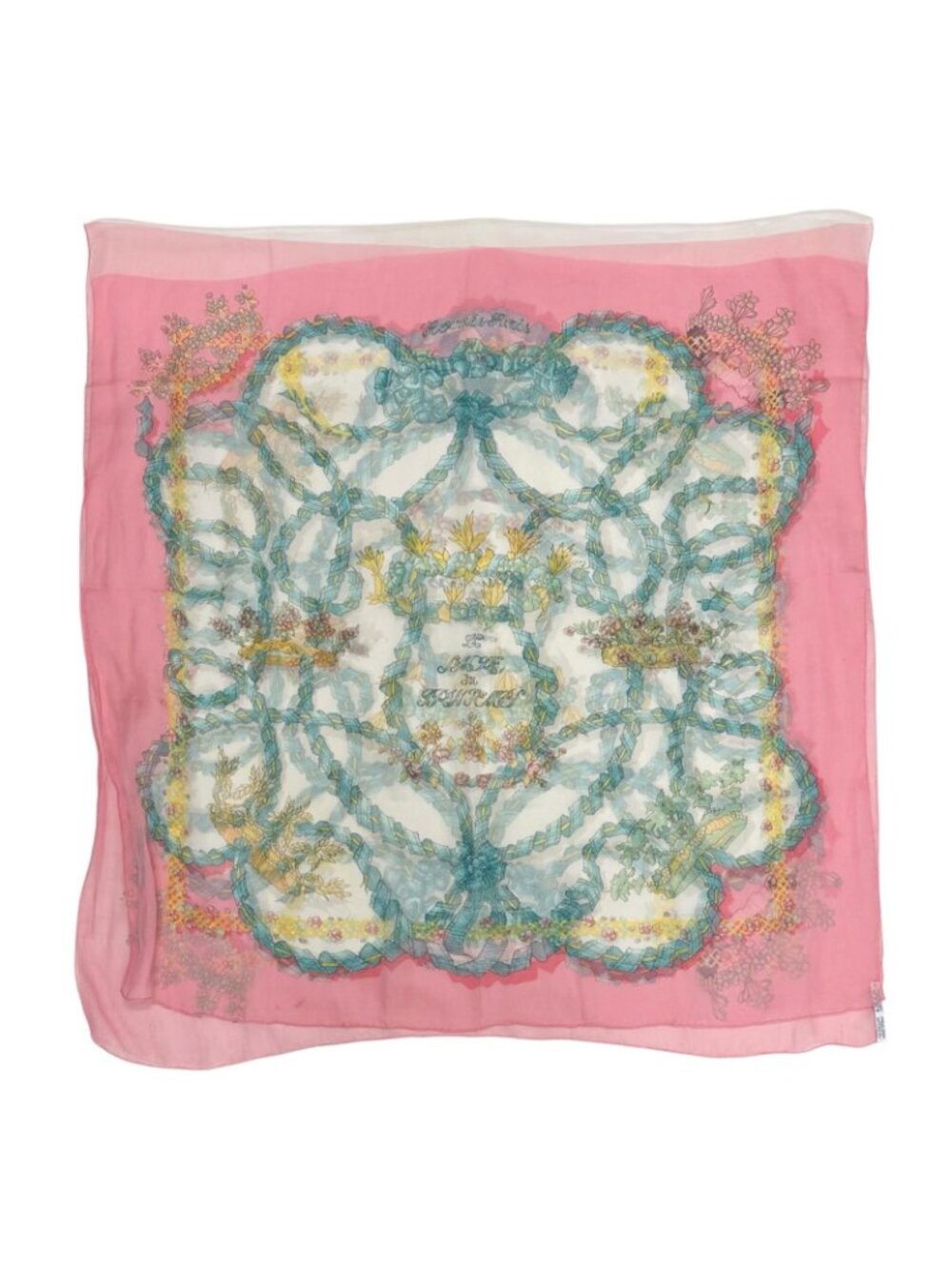 Hermes Chiffon Long Scarf Spring Festival Silk Pink - Picture 2 of 4